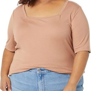 Elbow sleeve square neck modal top